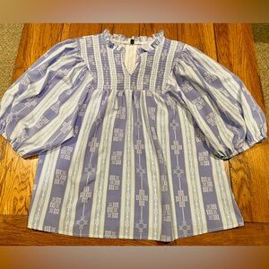 Michelle McDowell XL top blue white